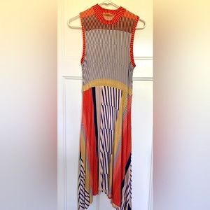 ANTHROPOLOGIE jersey striped dress with asymmetric hem is so comfy with pockets!